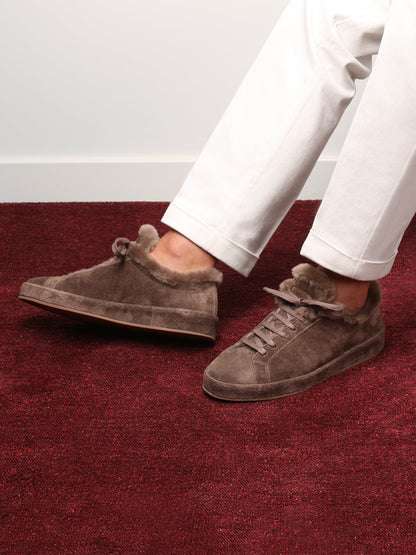 Men's Faux Fur Lined Suede Sneakers, view 6