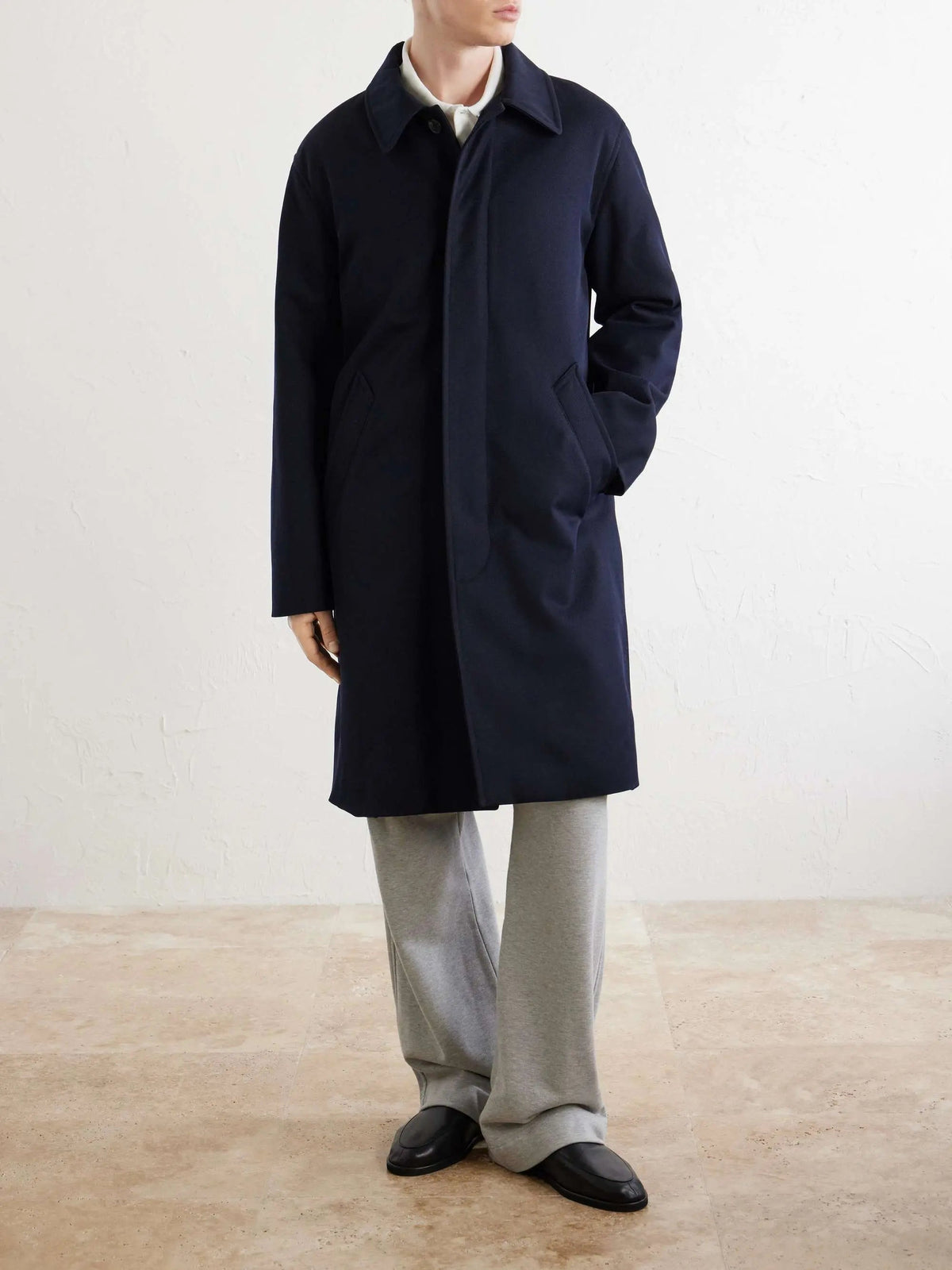 Men's Gabardine Collared Button Front Trench Coat, view 2
