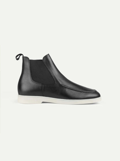 Men's Grain Leather Chelsea Boots with White Sole, House of Zeno