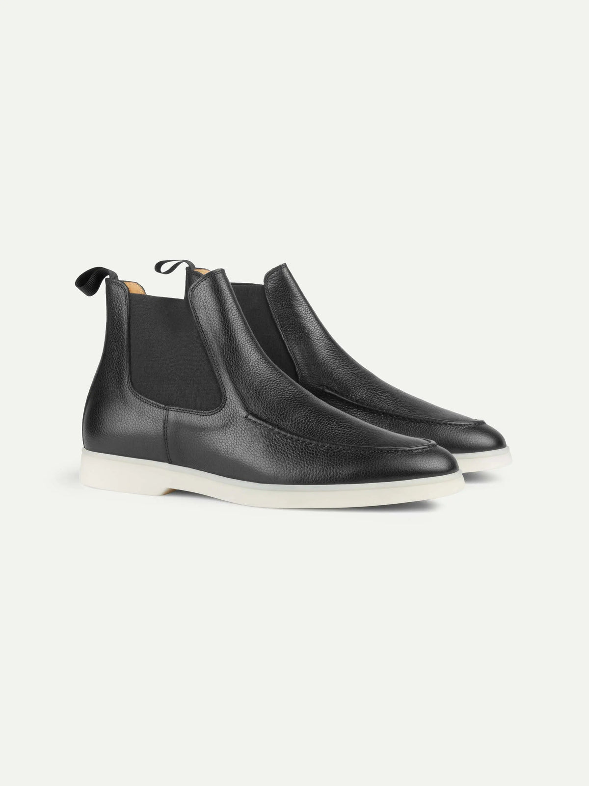 Men's Grain Leather Chelsea Boots with White Sole, view 4
