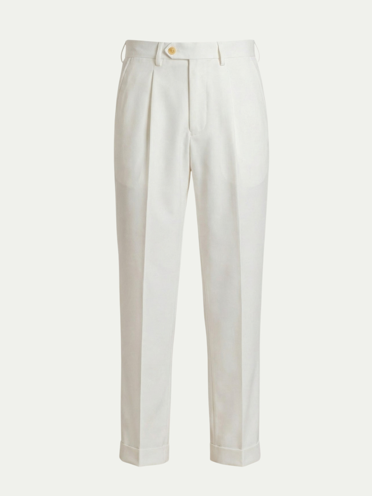 Men's High Waist Pleated Tailored Pants with Cuffed Hem, House of Zeno