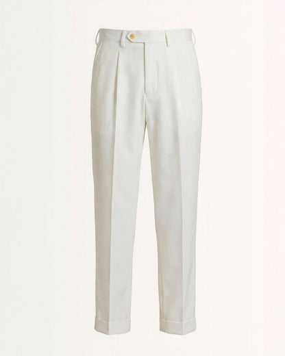 Men's High Waist Pleated Tailored Pants with Cuffed Hem, view 2