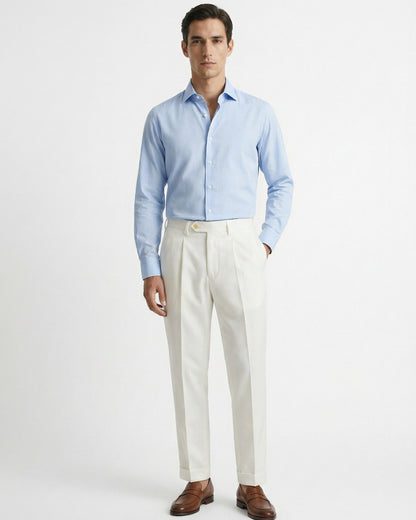 Men's High Waist Pleated Tailored Pants with Cuffed Hem, view 3
