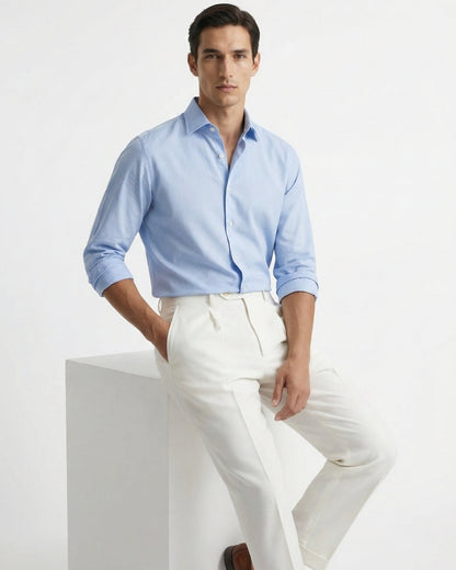 Men's High Waist Pleated Tailored Pants with Cuffed Hem, view 4