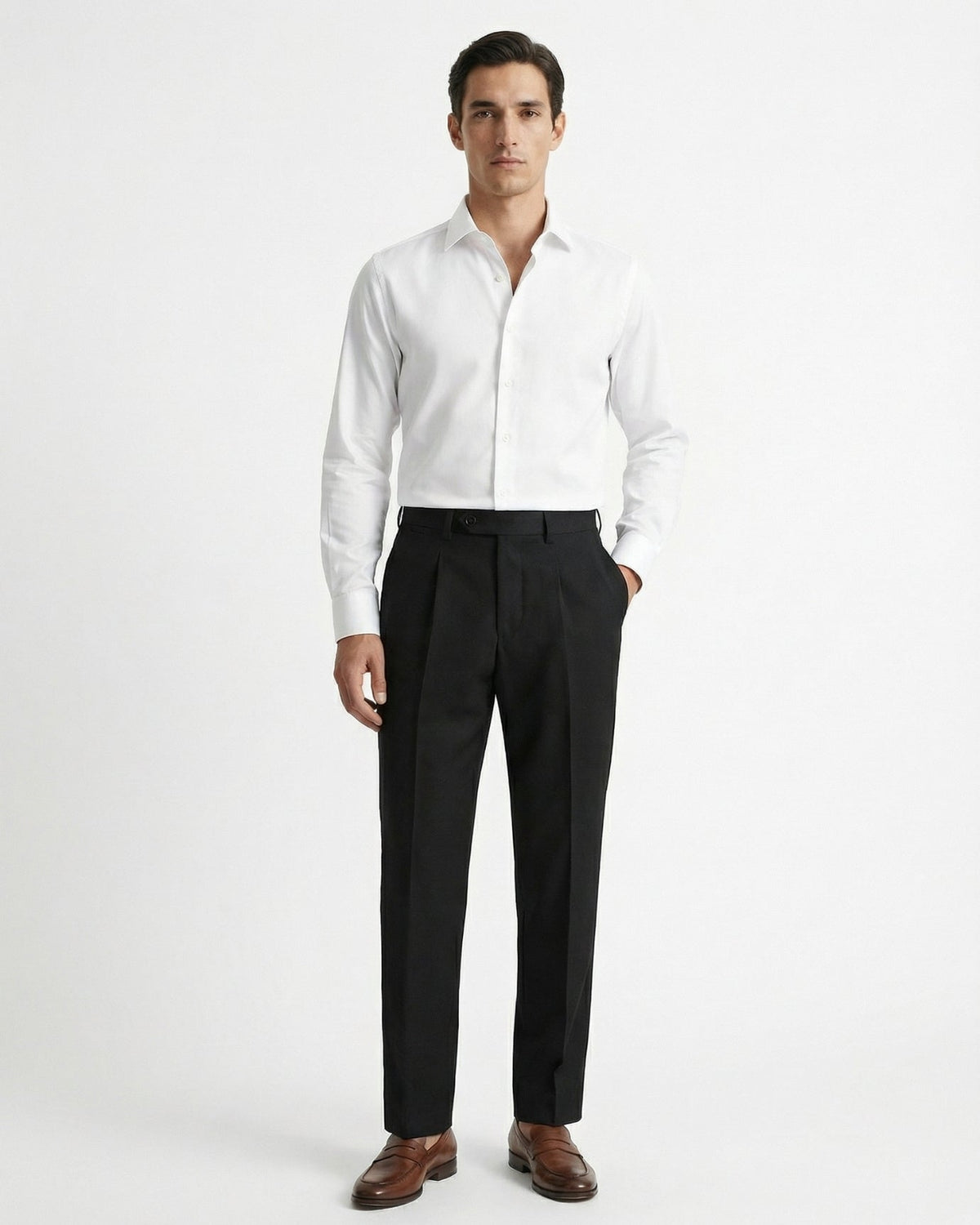 Men's High Waist Pleated Tailored Pants with Cuffed Hem, view 8