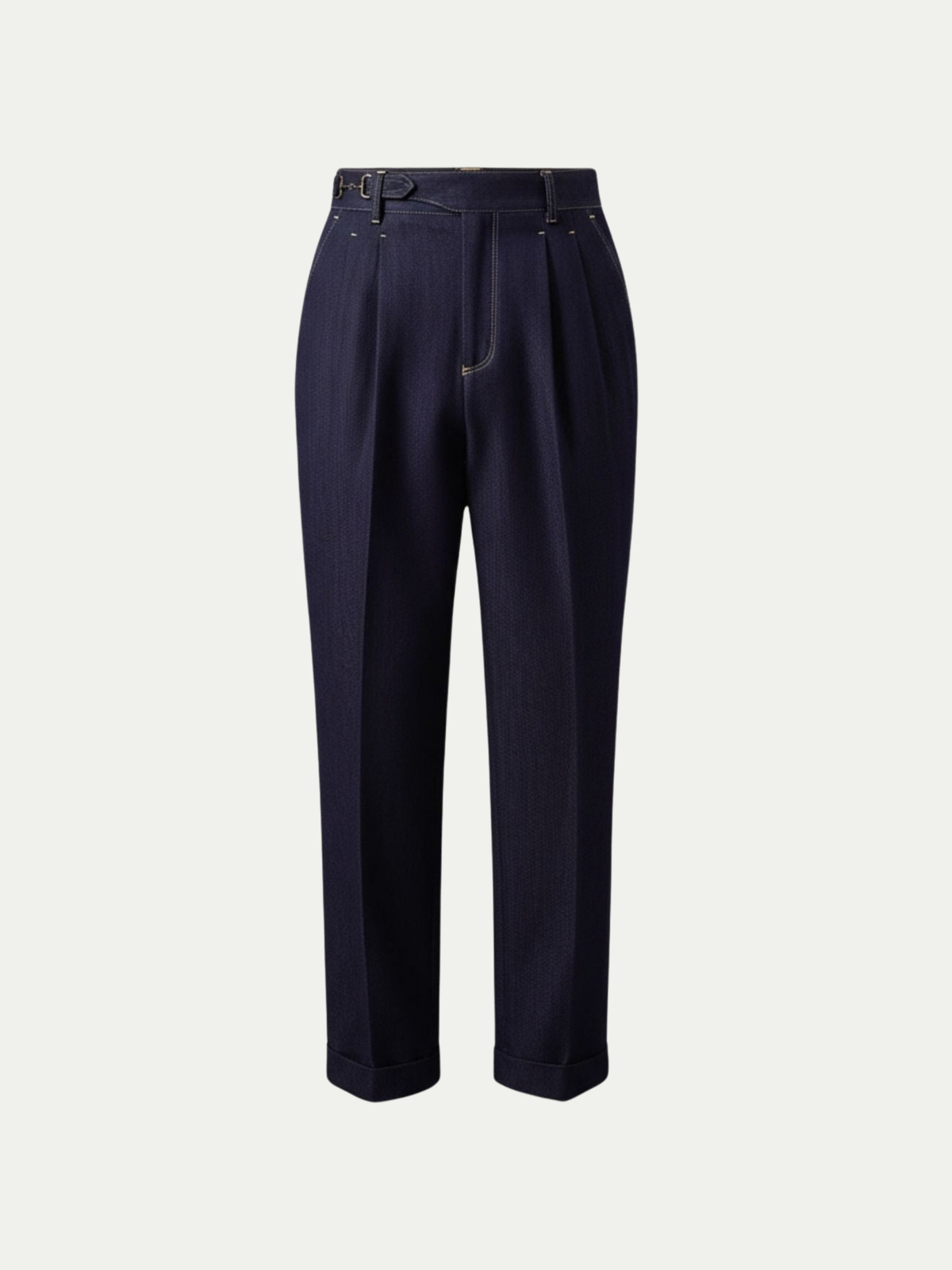 Men's High Waist Pleated Tailored Pants with Side Adjusters, House of Zeno