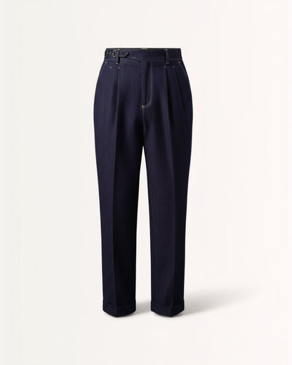 Men's High Waist Pleated Tailored Pants with Side Adjusters, view 2