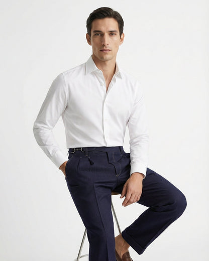Men's High Waist Pleated Tailored Pants with Side Adjusters, view 4