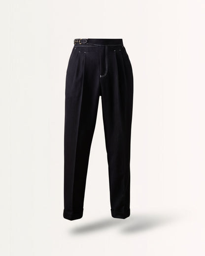 Men's High Waist Pleated Tailored Pants with Side Adjusters, view 6