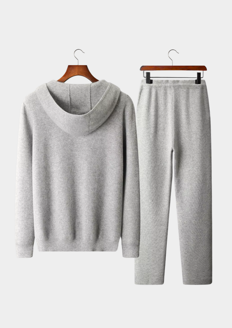 Men's Knit Hooded Zip Up Cardigan and Drawstring Pants Set