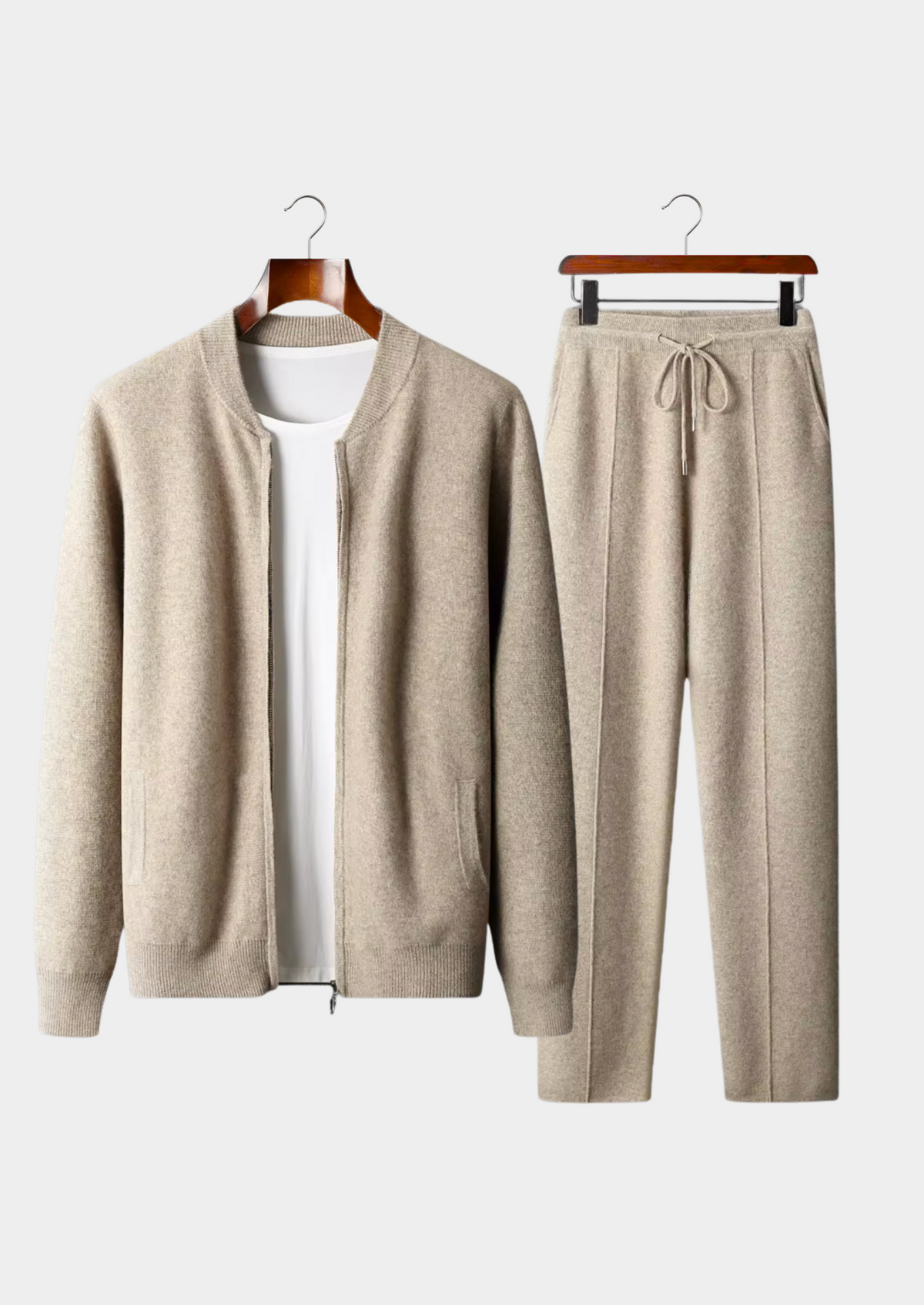 Men's Knit Zip Up Cardigan and Drawstring Pants Set, House of Zeno
