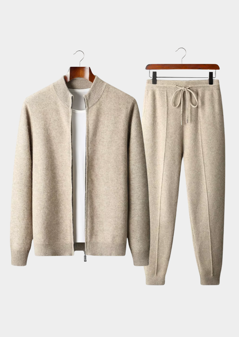 Men's Knit Zip Up Vest and Jogger Pants Set, House of Zeno