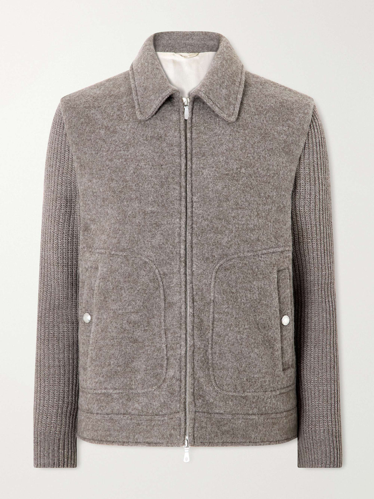 Men's Knitted Wool Zip Up Jacket Collared, view 3