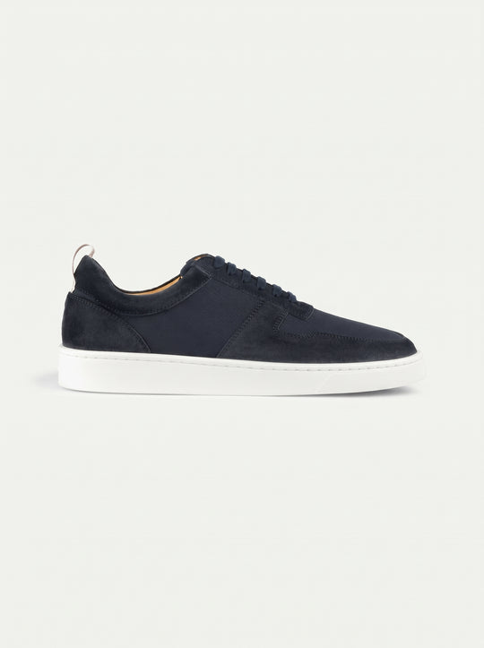Men's Lace Up Sneakers with Suede Toe and Textile Panels