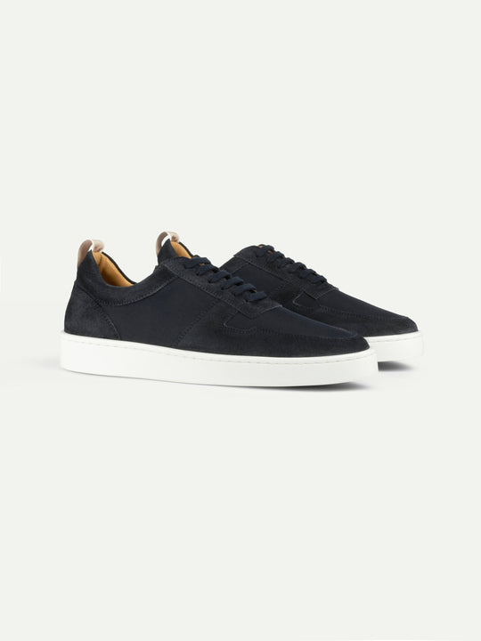 Men's Lace Up Sneakers with Suede Toe and Textile Panels