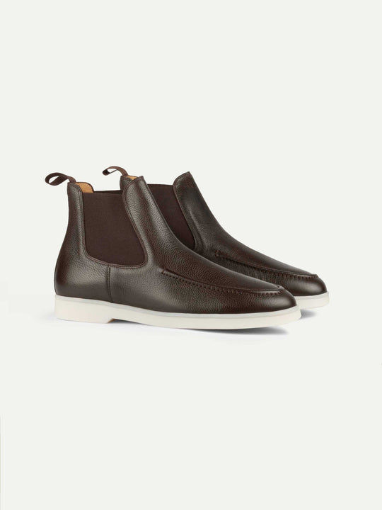 Men's Leather Chelsea Boots with White Sole