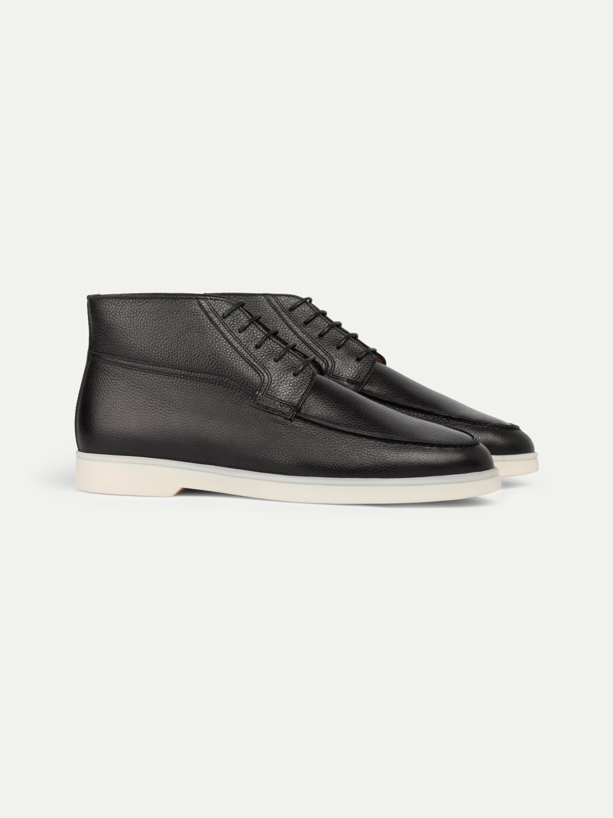 Men's Leather Lace Up Ankle Shoes with White Sole, House of Zeno
