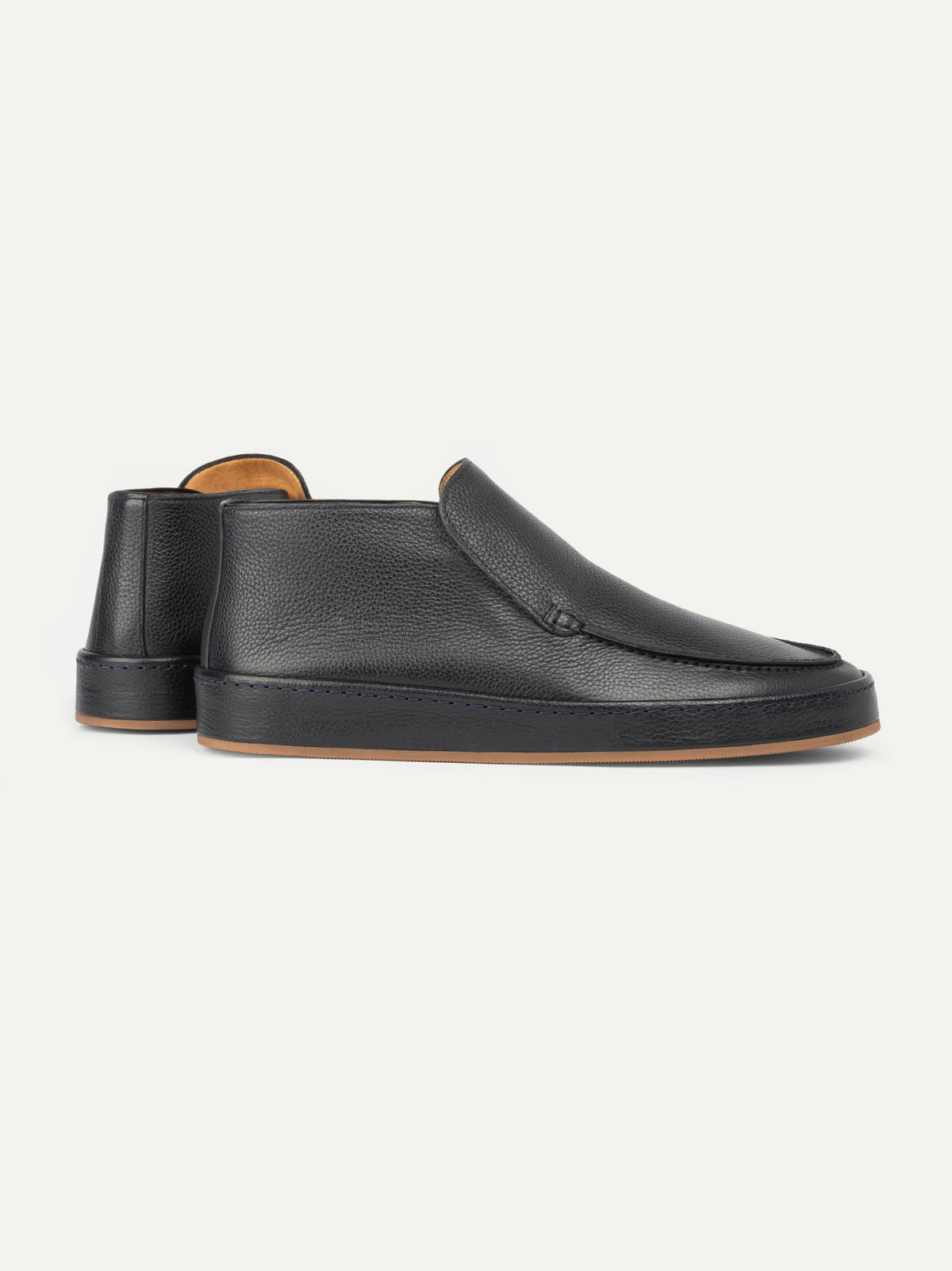 Men's Leather Slip On Ankle Shoes with Dark Sole, view 2