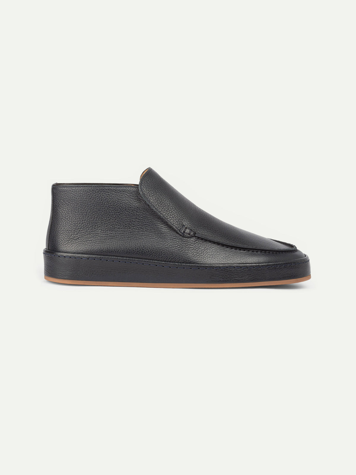 Men's Leather Slip On Ankle Shoes with Dark Sole, view 3