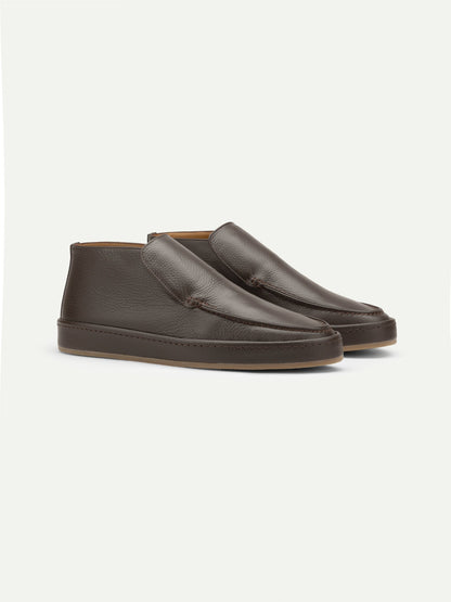 Men's Leather Slip On Ankle Shoes with Dark Sole, view 5