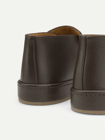 Men's Leather Slip On Ankle Shoes with Dark Sole, view 6