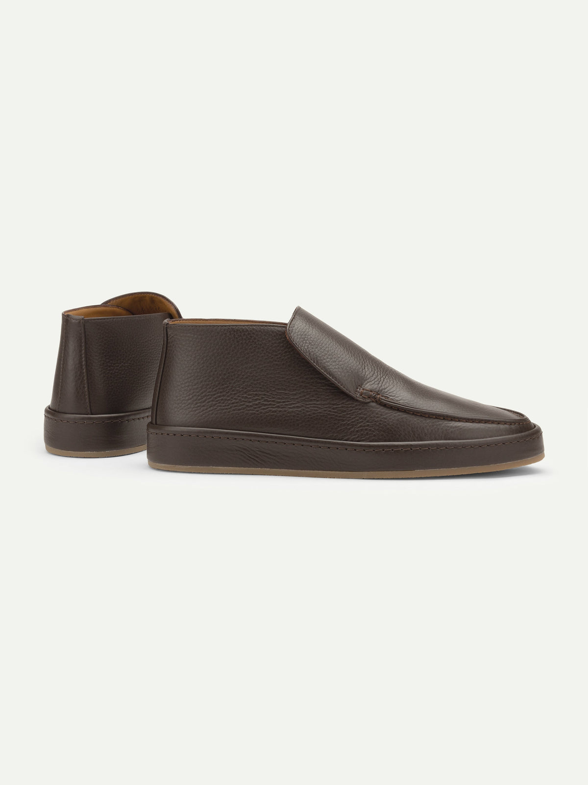 Men's Leather Slip On Ankle Shoes with Dark Sole, view 7