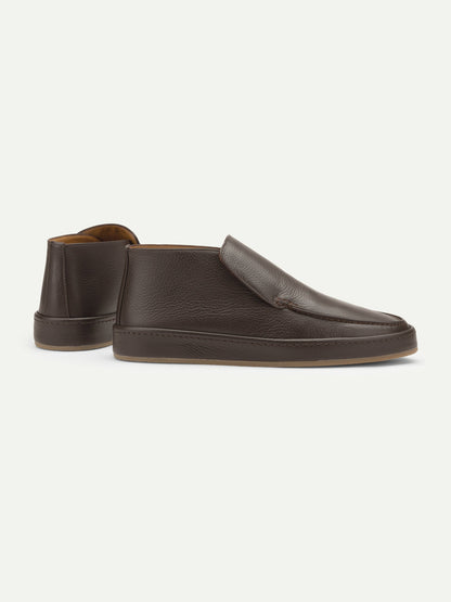 Men's Leather Slip On Ankle Shoes with Dark Sole, view 7
