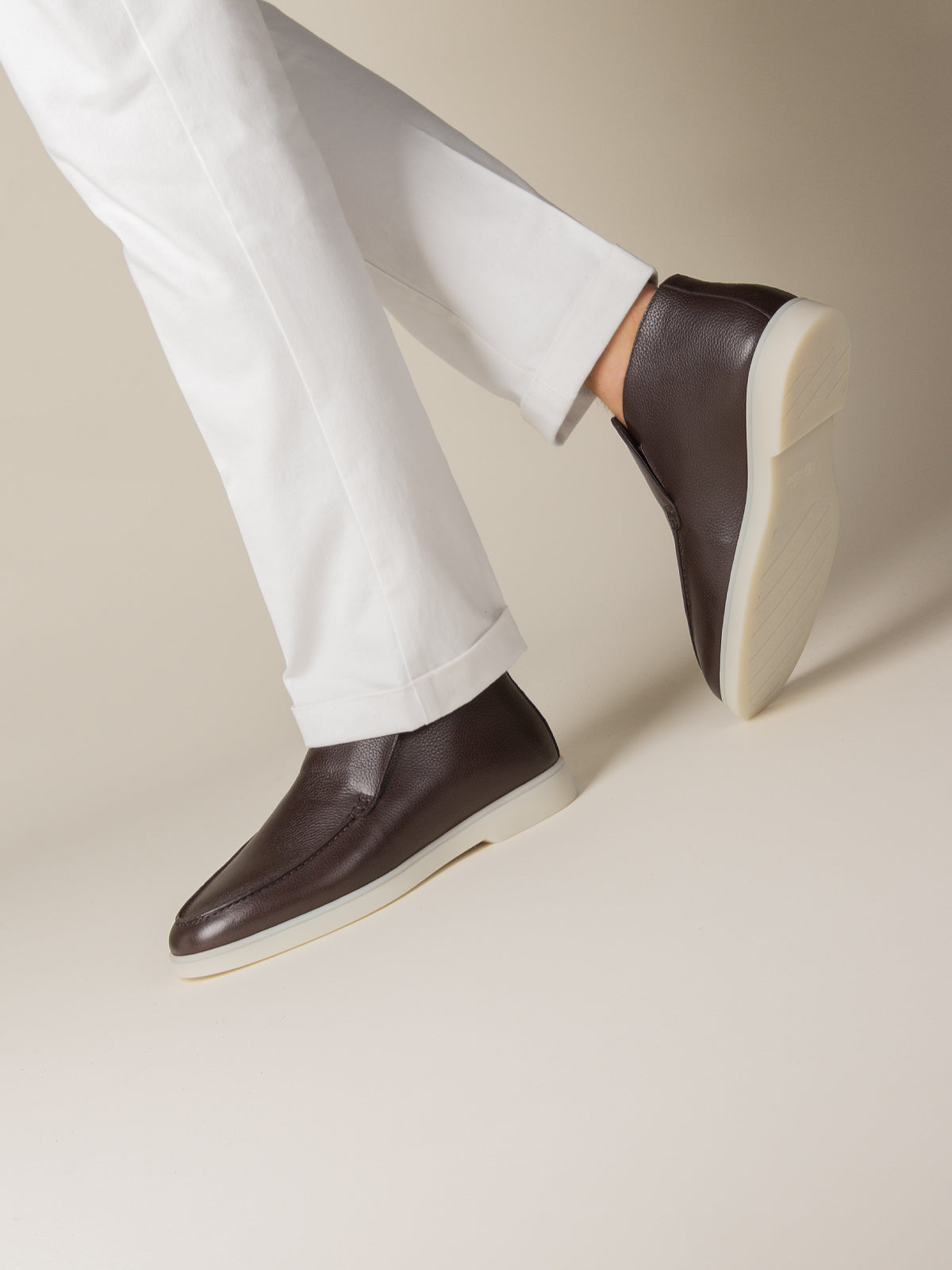 Men's Leather Slip On Loafers with Faux Fur Lining, view 5