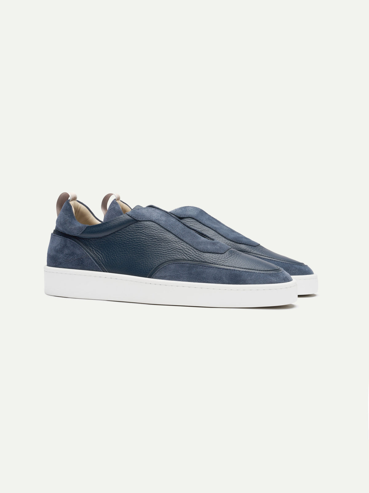 Men's Leather Slip On Sneakers with Suede Panels, view 3
