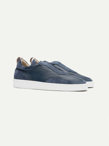 Men's Leather Slip On Sneakers with Suede Panels, view 3