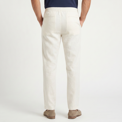 Men's Linen Drawstring Tapered Pants with Zip Fly, view 5