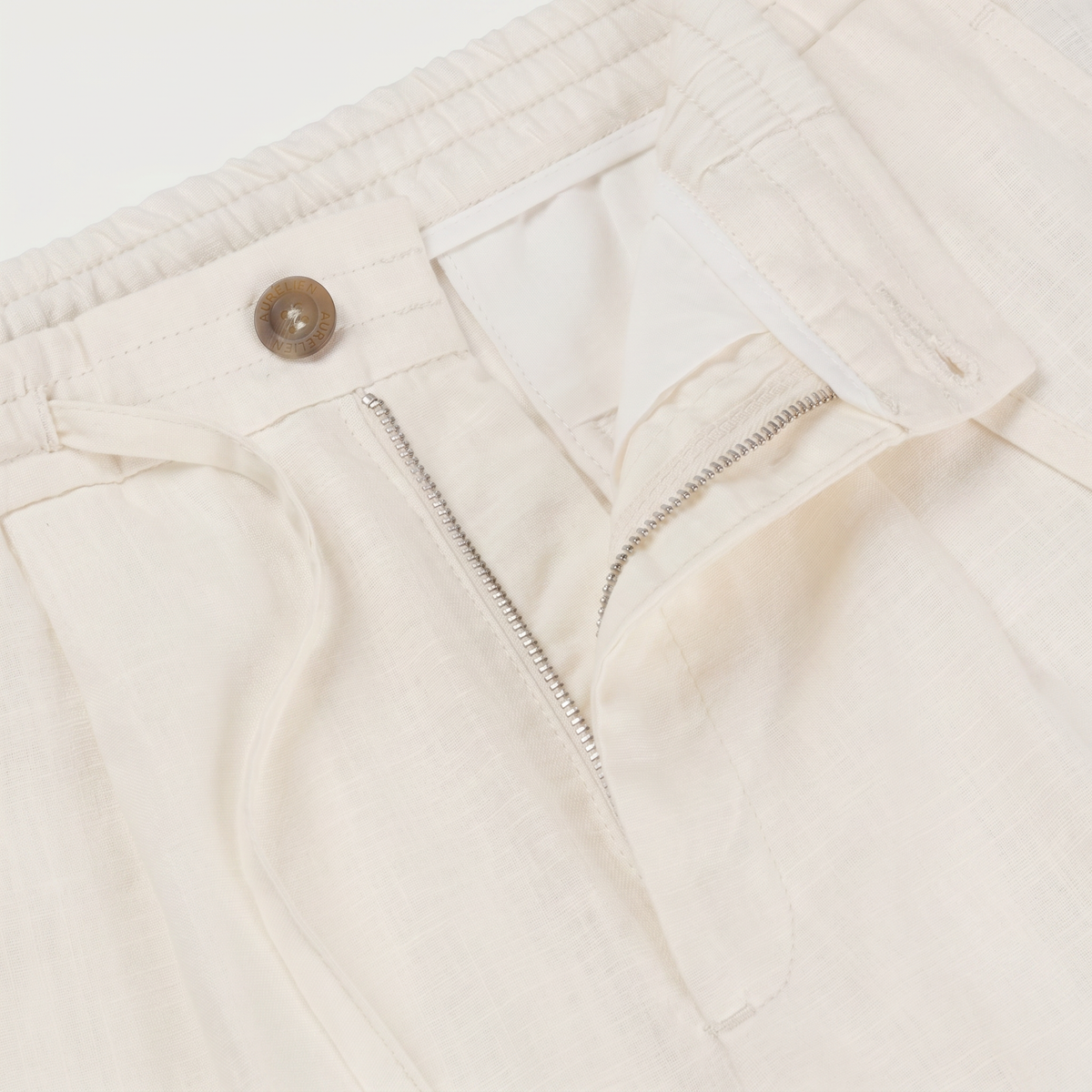 Men's Linen Drawstring Tapered Pants with Zip Fly, view 8