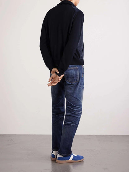 Men's Merino Wool Blend Suede Bomber Jacket, view 2