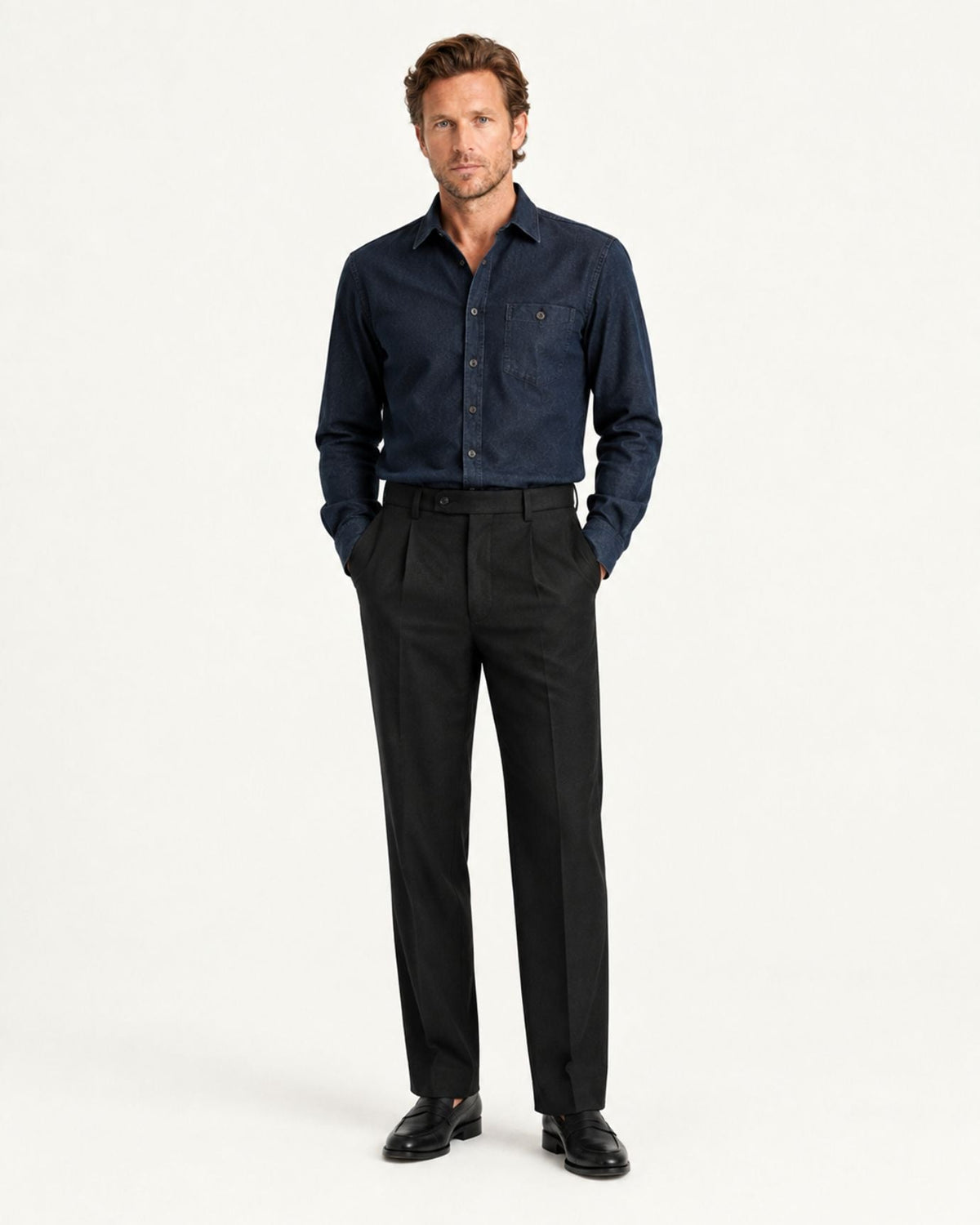 Men's Pull On Straight Leg Dress Pants Cotton Blend, view 13