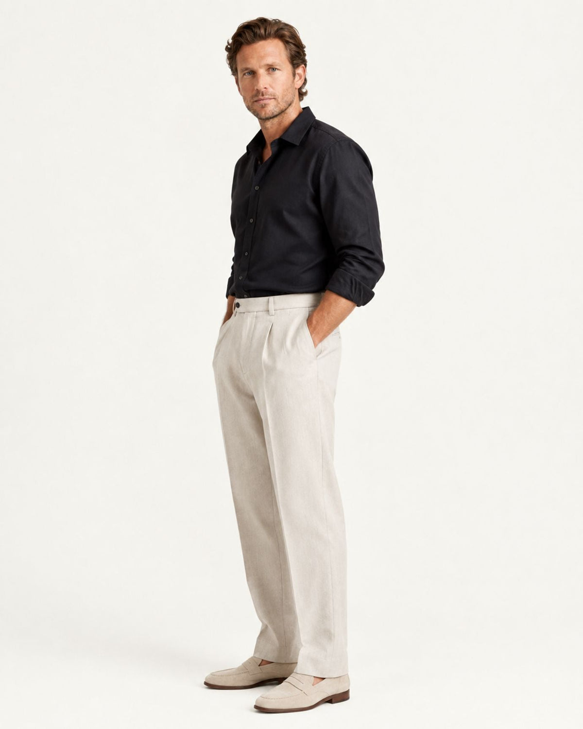 Men's Pull On Straight Leg Dress Pants Cotton Blend, view 8