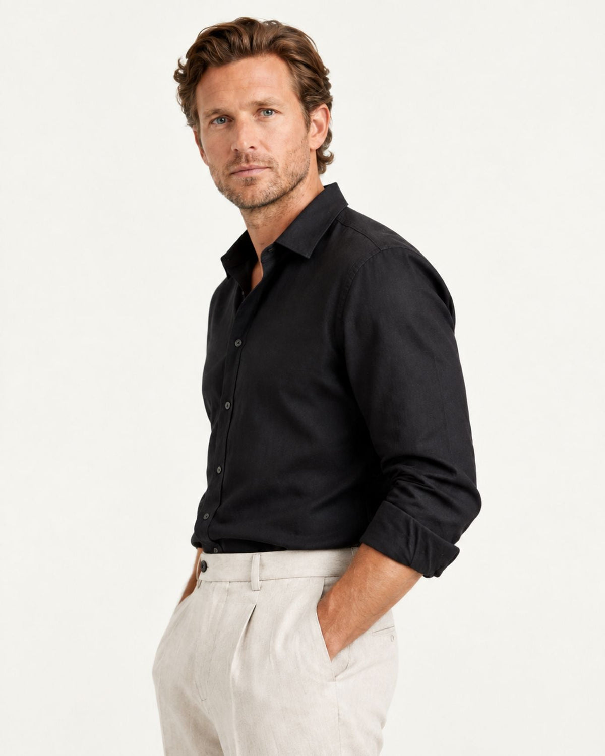 Men's Pull On Straight Leg Dress Pants Cotton Blend, view 9