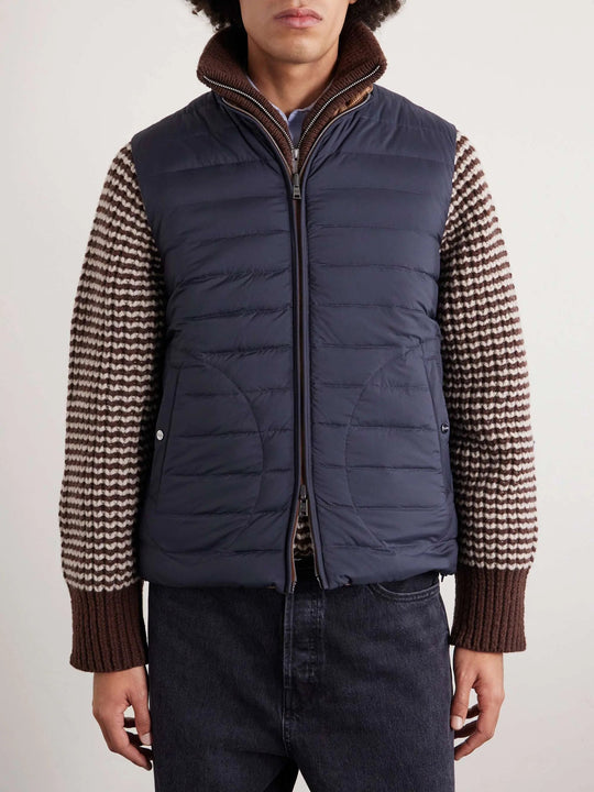Men's Quilted Down Zip Up Puffer Vest with Stand Collar