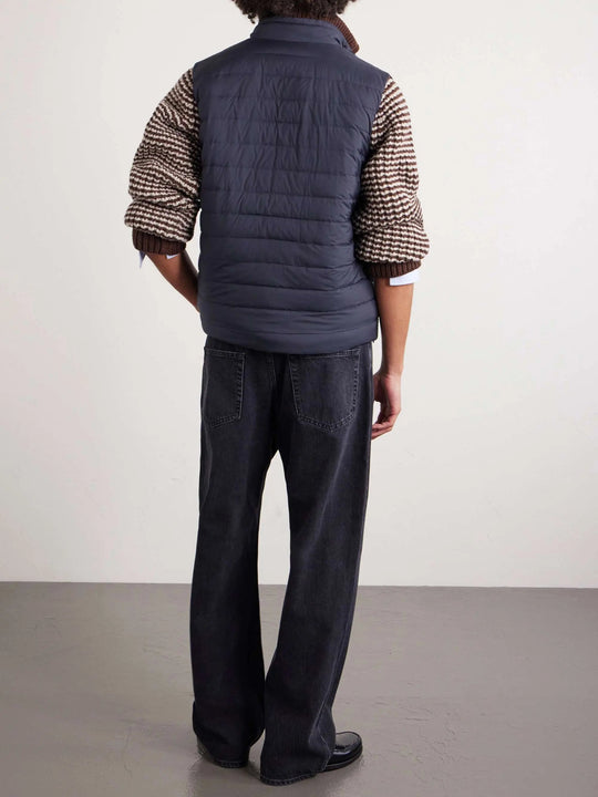 Men's Quilted Down Zip Up Puffer Vest with Stand Collar