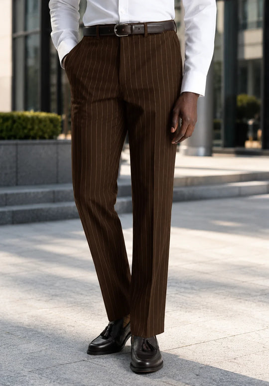 Men's Regular Fit Striped Dress Pants