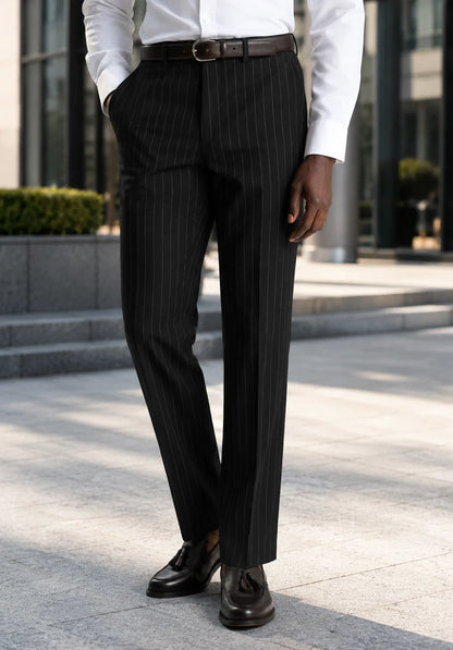 Men's Regular Fit Striped Dress Pants, view 7