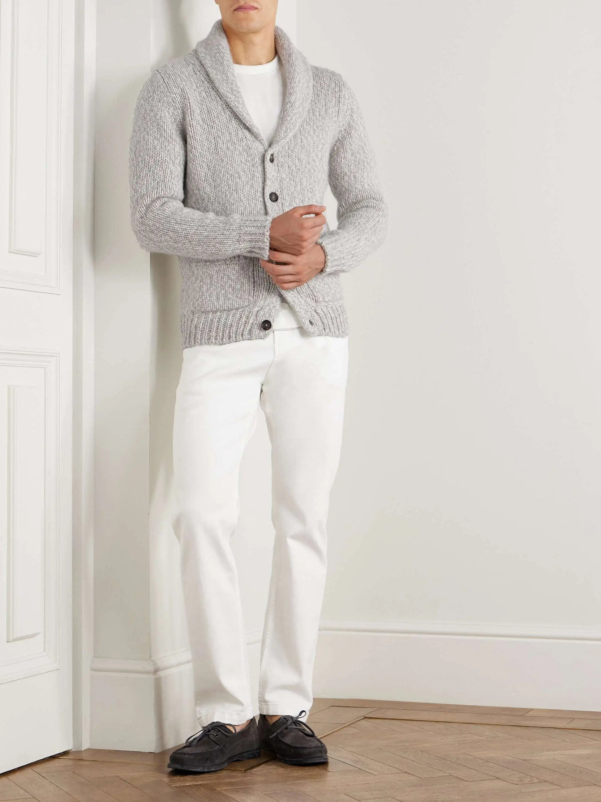 Men's Shawl Collar Wool Cardigan, view 3
