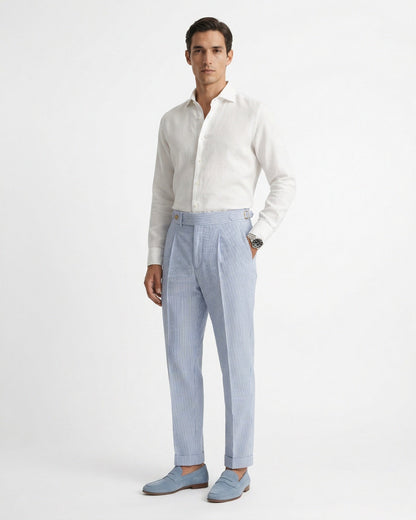 Men's Striped High Waist Tailored Trousers, view 2