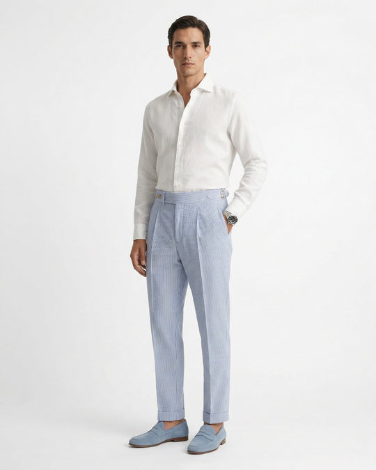 Men's Striped High Waist Tailored Trousers