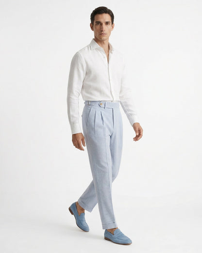 Men's Striped High Waist Tailored Trousers, view 4