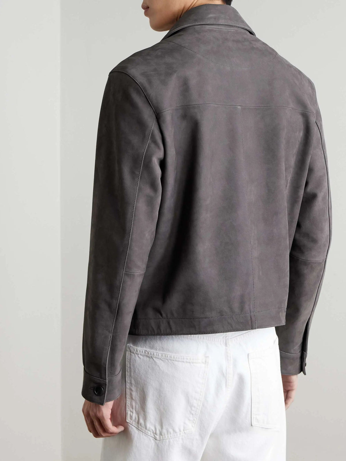 Men's Suede Button-Up Overshirt with Chest Pockets, view 2
