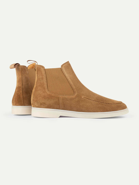 Men's Suede Chelsea Boots with White Sole
