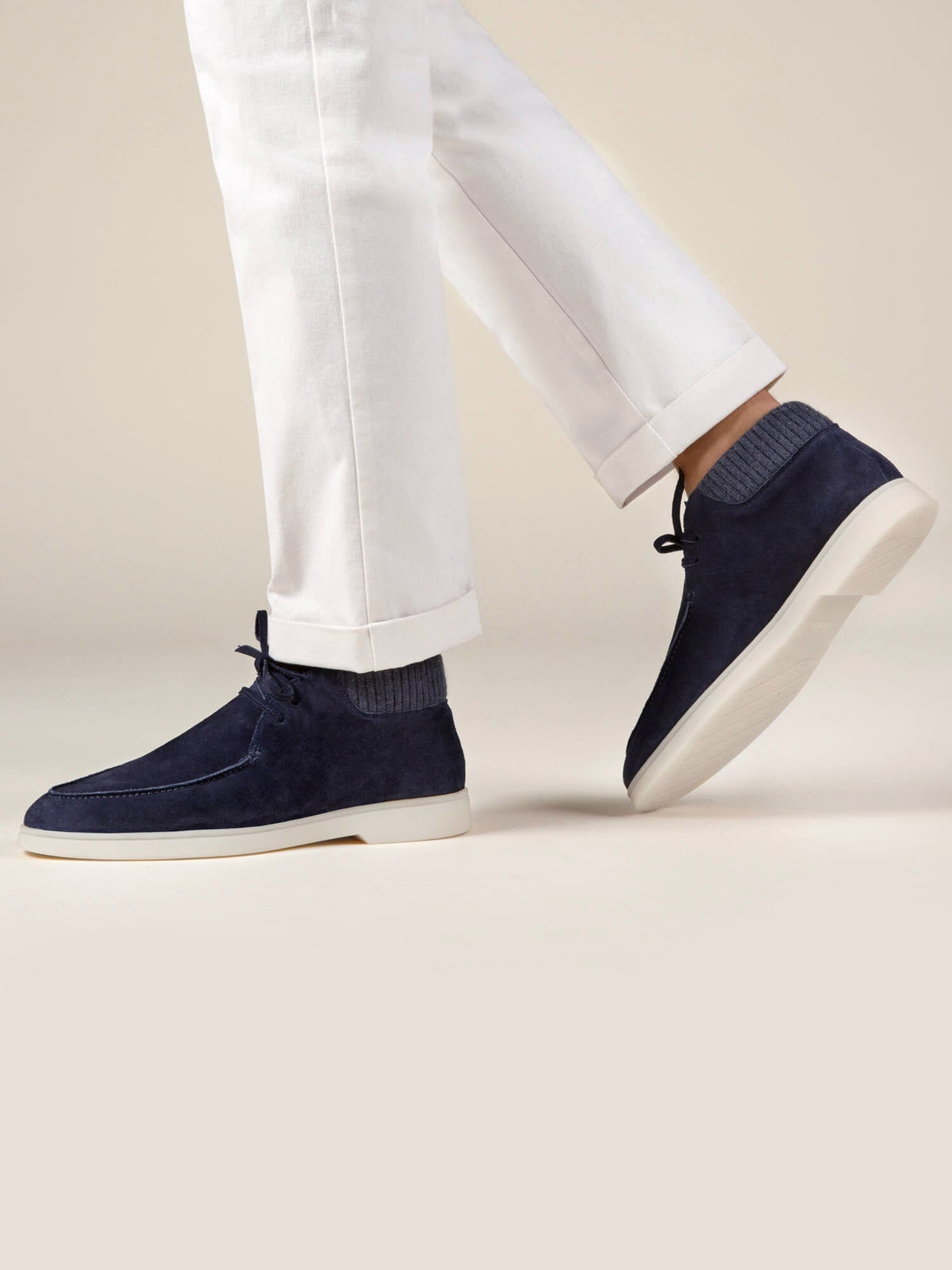 Men's Suede Desert Boots with White Sole, view 5