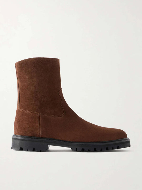 Men's Suede Lug Sole Moto Boots