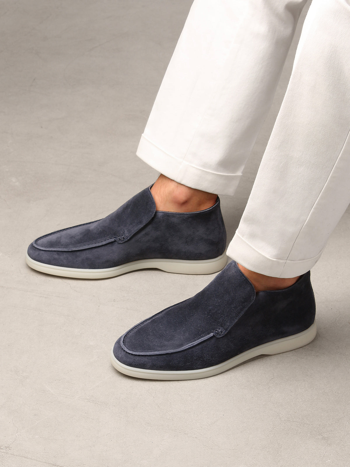 Men's Suede Slip On Moccasin Loafers with Rubber Sole, view 20