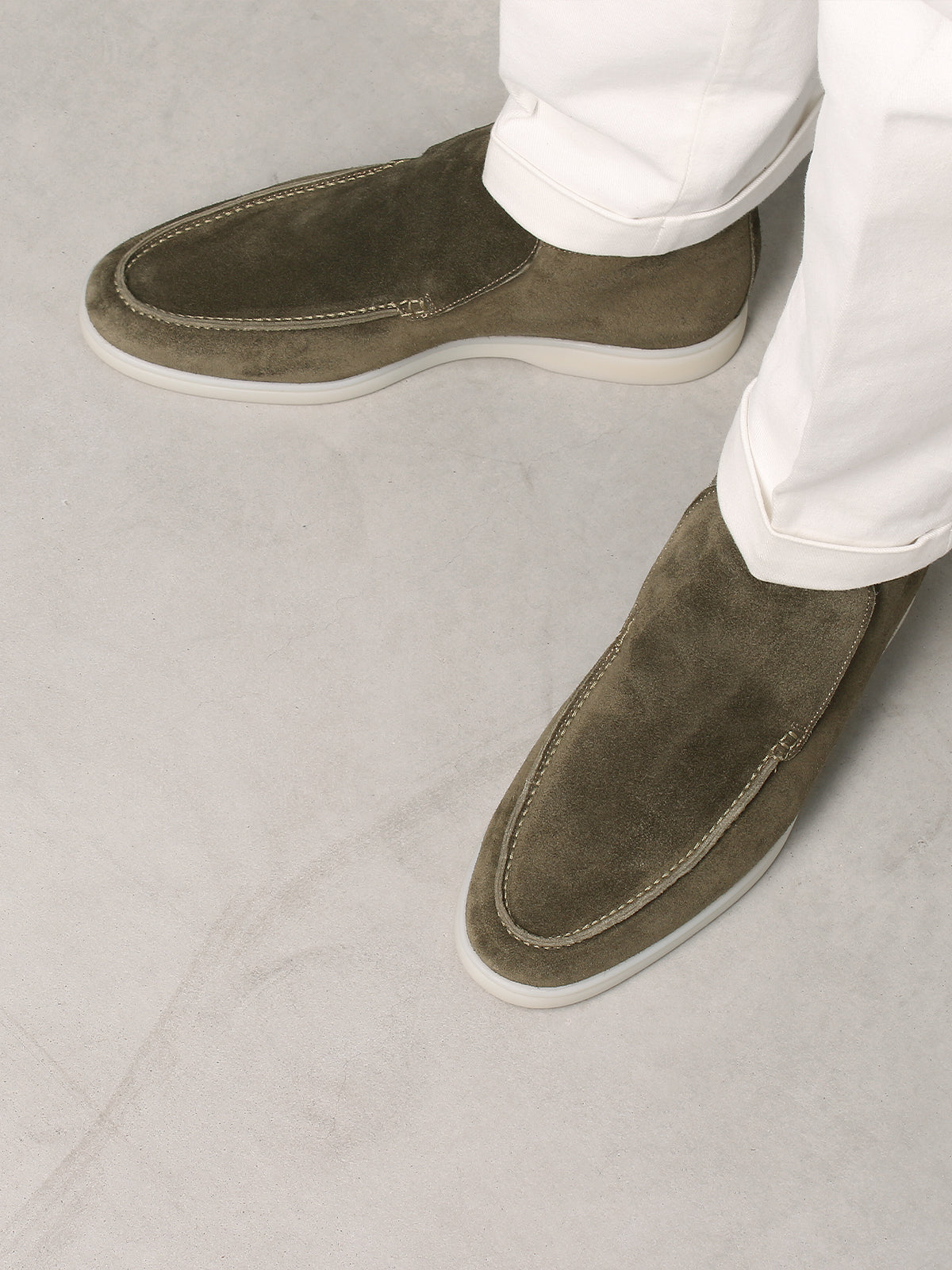 Men's Suede Slip On Moccasin Loafers with Rubber Sole, view 24
